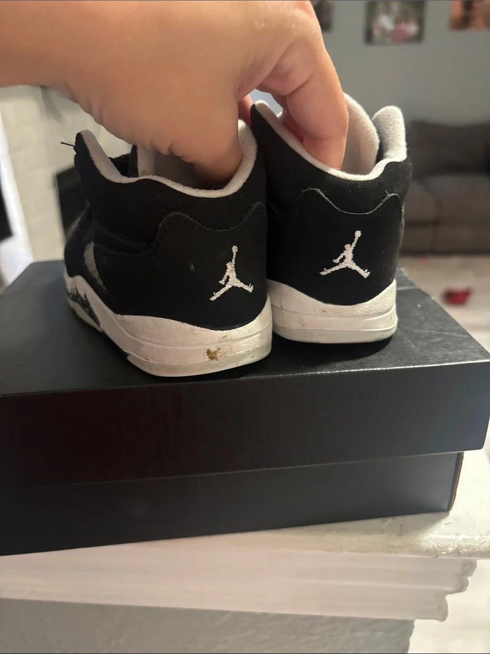Jordan Kids Black and White High-Top Sneakers